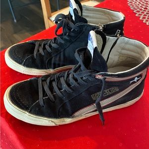 Authentic Golden Goose GGDB 39 High top Slide Sneaker black denim